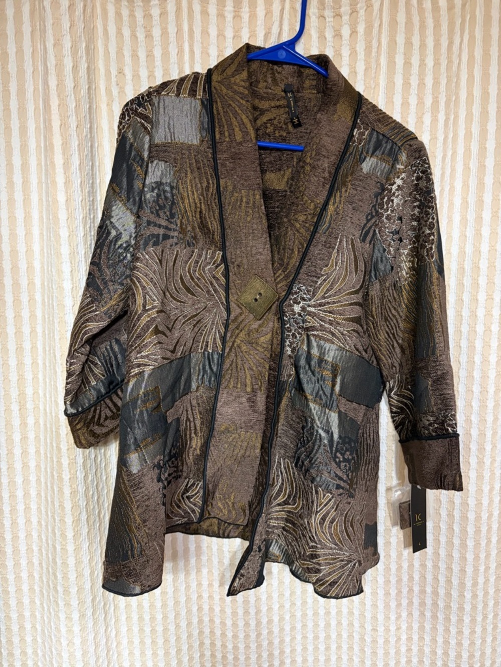 Connie Brown and Gold Patterned Open Jacket